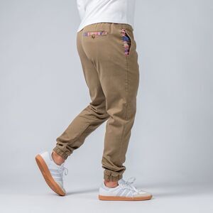 Wowie Pants Mens Medium Beige Joggers Rambler Aztec Trim Casual Stretch